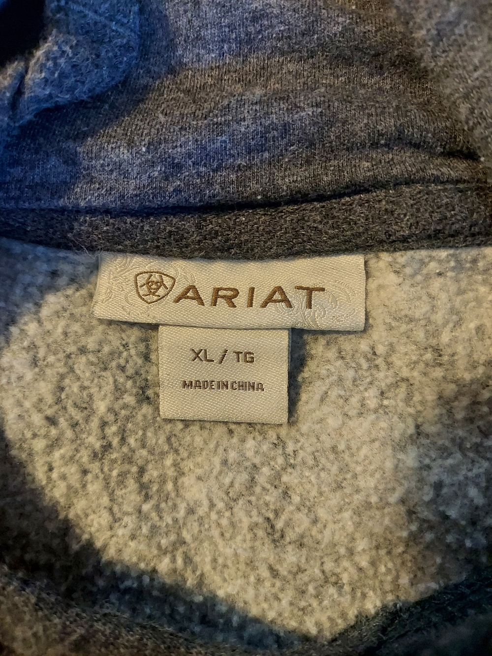 Ariat Women’s Heather Charcoal Grey Logo Hoodie Pullover Teal Accent Size XL - Picture 3 of 8